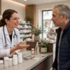 Clinical pharmacist counselling a patient about medicines — clinical pharmacy services